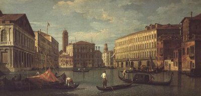 Der Canal Grande, Venedig, mit dem Palazzo Mocenigo, Palazzo Balbi, Santa Maria Gloriosa dei Frari und Campo S. Toma von G. (Follower of A. Canaletto) Canaletto
