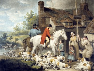 Vor einem Landgasthaus, graviert von William Ward von G. and Ward J. Morland