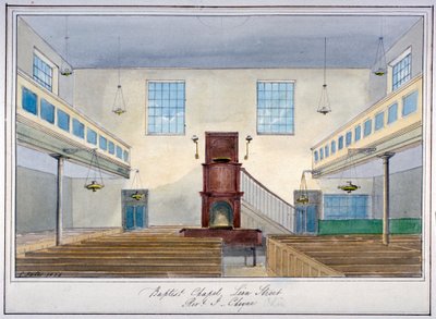 Innenansicht der Lion Street Baptist Chapel, abseits der New Kent Road, Southwark, London, 1826 von G Yates