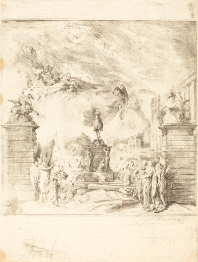 Allegorie zur Errichtung der Statue von Ludwig XV. von Gabriel Jacques de Saint Aubin