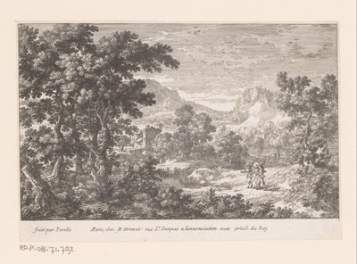 Christus und die Emmausjünger (Serie: Landschaften mit biblischen Darstellungen) von Gabriel Perelle