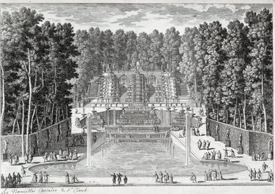 Die neuen Wasserfälle in den Gärten von St. Cloud (von Ours) - von Perelle, Ende des 17. Jahrhunderts von Gabriel Perelle