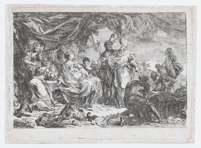 Laban sucht seine Hausgötter, ca. 1753 von Gabriel de Saint Aubin