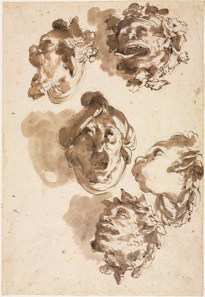 Fünf groteske Köpfe von Gaetano Gandolfi