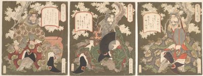 Die drei Helden von Shoku Shu: Kaiser Ryubi Liu Fei und seine..., erste Hälfte des 19. Jahrhunderts von Gakutei