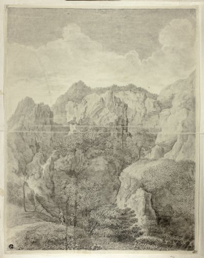 Berglandschaft mit zwei Figuren im Vordergrund von Gaspard Dughet