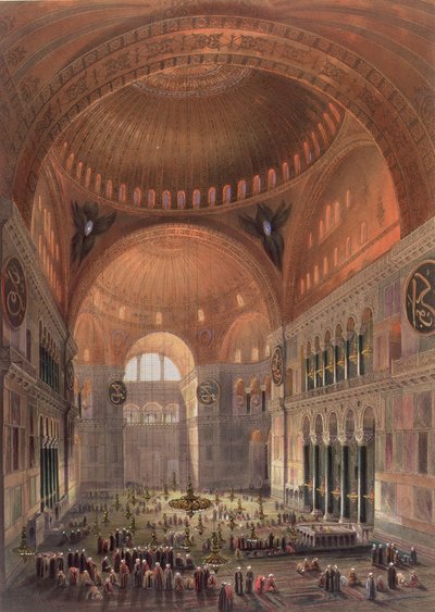 Innenansicht der Hagia Sophia, Konstantinopel, veröffentlicht 1852 von Gaspard Fossati