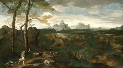 Landschaft mit einem Hirten und Ziegen, ca. 1635 von Gaspard Poussin Dughet