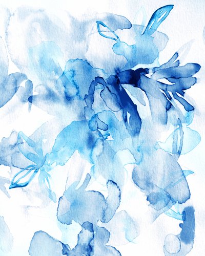 Blaue Aquarellblüten von Gemma Bardot