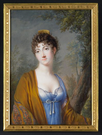 Dame in Blau mit gelbem Schal, um 1800 von Genot Genot