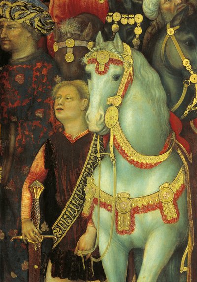 Die Anbetung der Könige, Detail der Pferde von Gentile da Fabriano