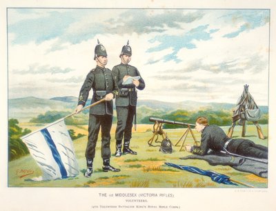 Senden eines Semaphorsignals mit Flaggen, ca. 1880 von Geoffrey Douglas Giles