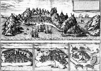 Ansichten von Aden, Mombasa, Quiloa und Cefala, aus Georg Brauns 