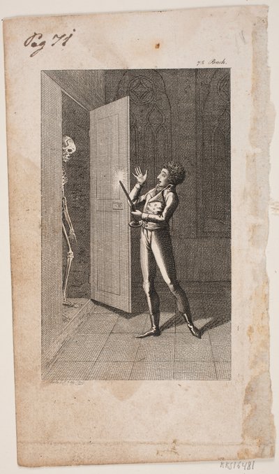 Illustration mit jungem Mann und Skelett von Georg Christian Schule