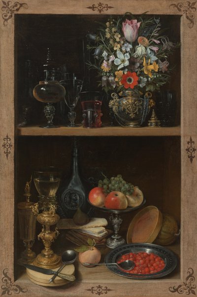 Schrank mit Obst und Blumen von Georg Flegel