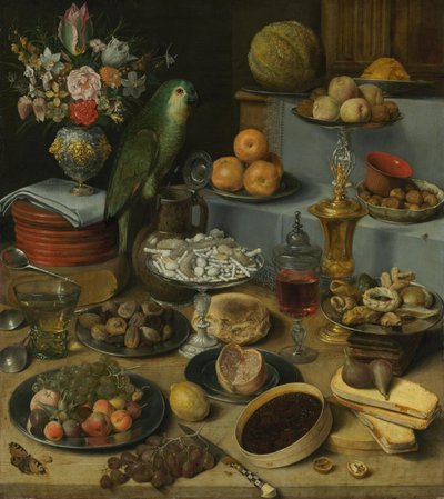 Großes Schauessen mit Papagei von Georg Flegel