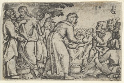 Das Wunder der Brotvermehrung, aus der Geschichte von Christus, 1534-35 von Georg Pencz