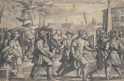 Der Triumph des Ruhms über die Keuschheit, aus Die Triumphe von Petrarca von Georg Pencz