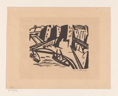 Boote an einem Kai in der Stadt von Georg Schrimpf (signed by artist)
