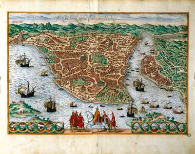 Perspektivische Ansicht der Stadt Konstantinopel von Georg Braun and Hogenberg Franz