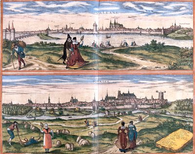 Orléans, Bourges, Frankreich von Georg and Hogenberg Franz (1535 90) Braun