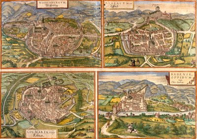 Wissembourg, Rouffach, Colmar, Baden, Frankreich, Schweiz von Georg and Hogenberg Franz (1535 90) Braun
