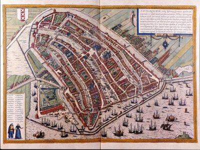 Karte von Amsterdam. Atlas von Braun und Hogenberg. Amsterdam 1588 von Georg Braun and Hogenberg Franz