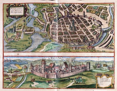 Poznan und Krosno, Polen von Georg Braun and Hogenberg Franz
