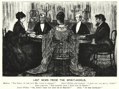 Punch-Karikatur: Letzte Nachrichten aus der Geisterwelt von George (after) Du Maurier