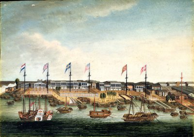 Die Hongs in Kanton, vor 1820 von George (follower of) Chinnery