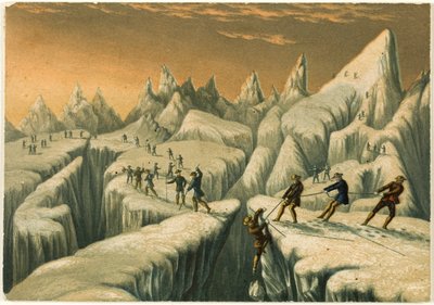 Der Glacier du Taconnaz, aus „Die Besteigung des Mont Blanc“ von George Baxter