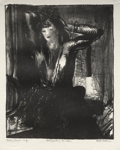 Mädchen, das sein Haar richtet von George Bellows