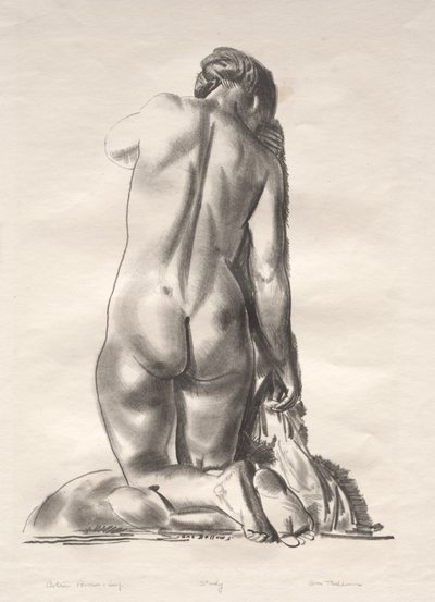Aktstudie, Frau kniend auf einem Kissen von George Bellows