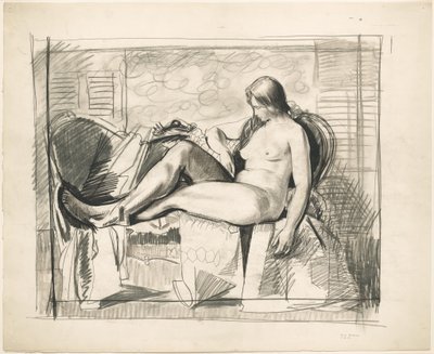 Studie für Akt mit sechseckiger Decke von George Bellows