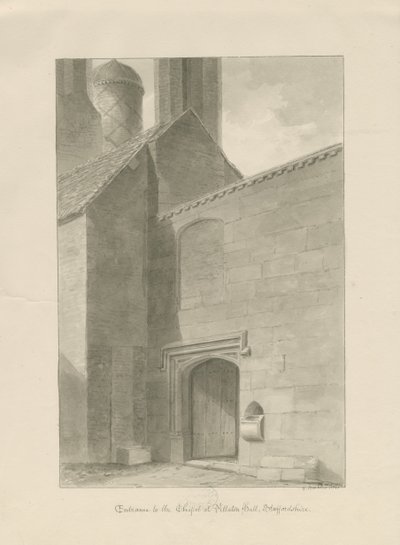 Pillaton Hall - Kapelleneingang: Sepiazeichnung von George Buckler