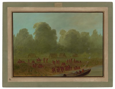 Ein Mayoruna-Dorf von George Catlin