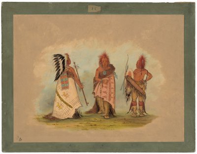Ein Pawnee-Häuptling mit zwei Kriegern von George Catlin