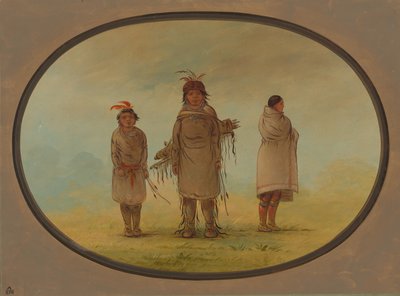 Ein steinerner Krieger, seine Frau und ein Junge, 1855-1869 von George Catlin