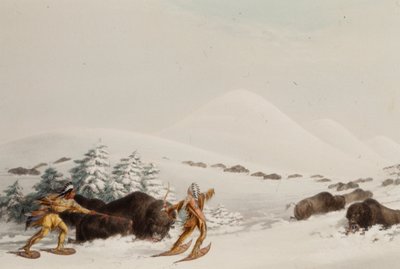 Büffeljagd auf Schneeschuhen von George Catlin