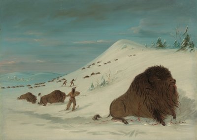 Büffeljagd in den Schneeverwehungen - Sioux, 1861-1869 von George Catlin