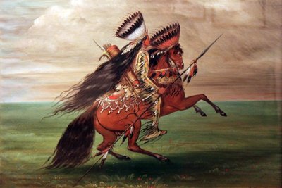 Crow-Indianer "Der, der über alles springt" von George Catlin