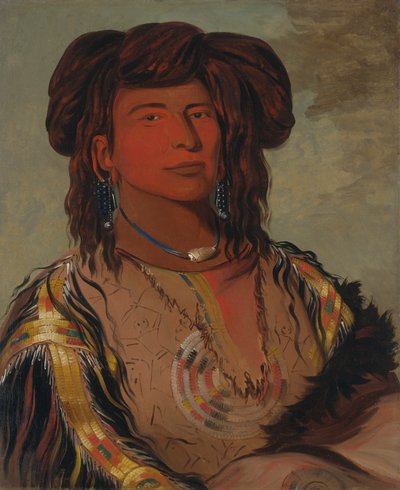 Ha-wón-je-tah, Ein Horn, Häuptling des Miniconjou-Stammes, 1832 von George Catlin