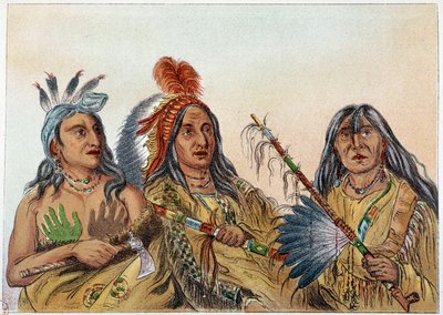 Indianer Amerikas: Porträt von Sioux-Häuptlingen, deren Rivalität konstant war. Illustration von George Catlin (1794-1872) von George Catlin