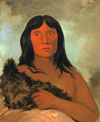 Kay-ée-qua-da-kúm-ee-gísh-kum, Der den Boden mit seinem Fuß prüft, 1836 von George Catlin