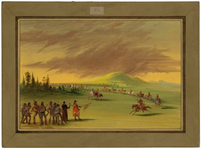 La Salle trifft auf eine Kriegspartei der Cenis-Indianer auf einer texanischen Prärie. 25. April 1686 von George Catlin