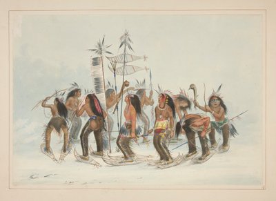 Der Schneeschuh-Tanz, Tafel 14 aus dem Nordamerikanischen Indianer-Portfolio von George Catlin