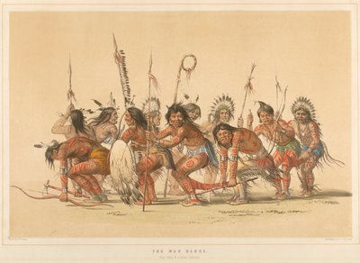 Der Kriegstanz, aus dem Portfolio „The North American Indian“ von George Catlin