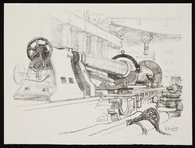 Ein großes Geschütz drehen von George Clausen