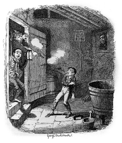 Illustration für „Oliver Twist“ (Olivier) von Charles Dickens (1812-1870), von George Cruikshank (1792-1878) von George Cruikshank