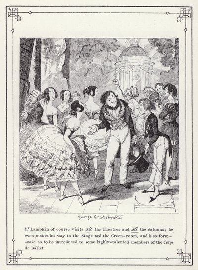 Illustration für Das Buch des Junggesellen, oder Der Fortschritt von Mr. Lambkin (Gent) (Gravur) von George Cruikshank